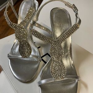 ALDO silver jeweled high heels
